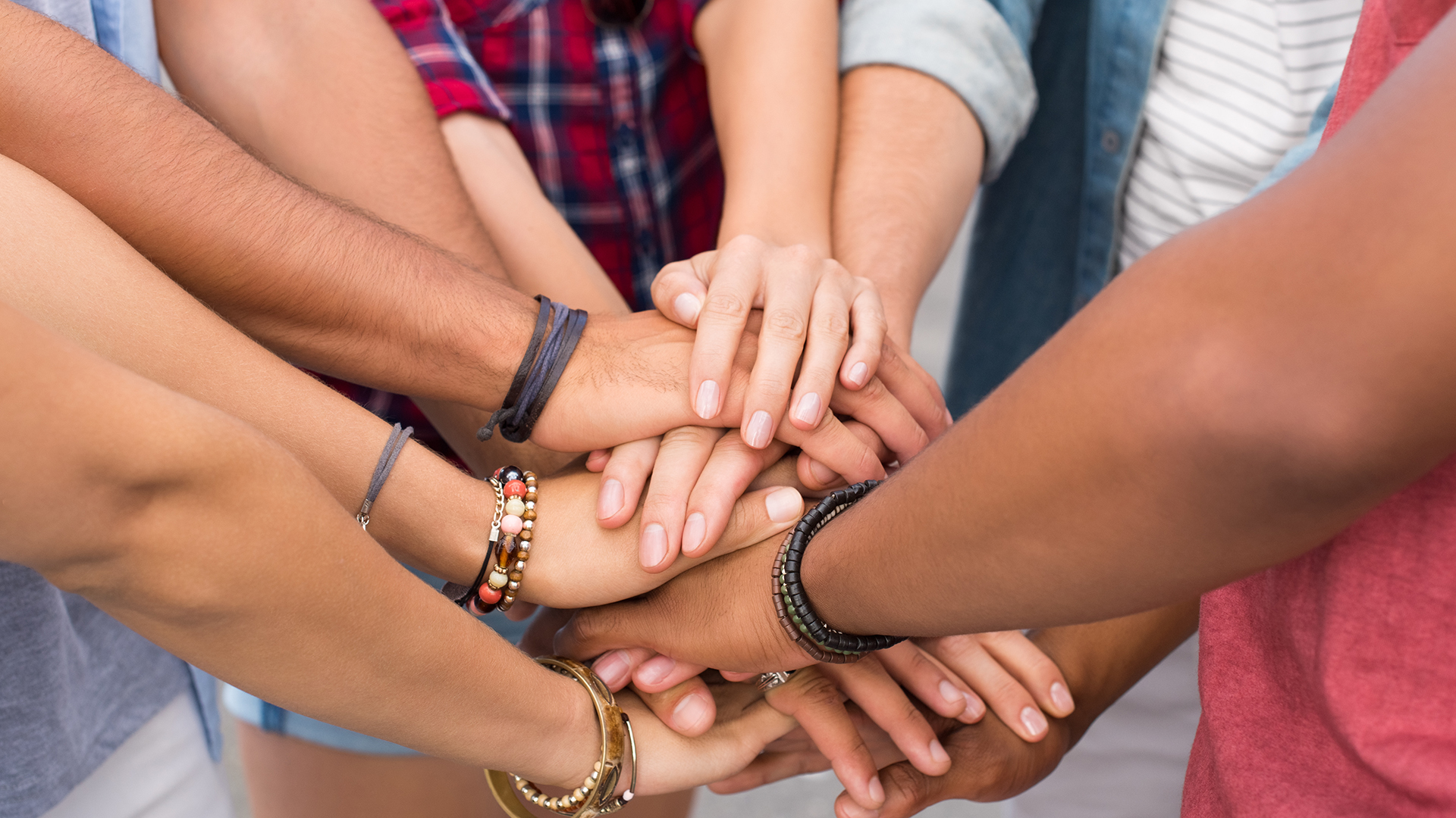 hands together in the middle