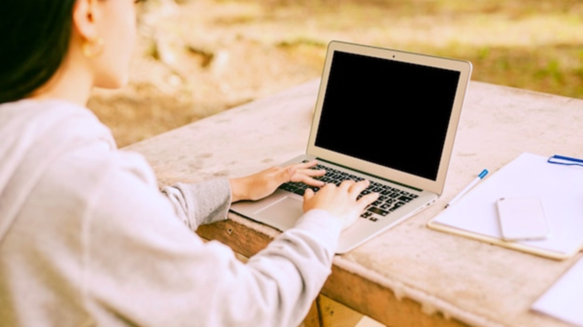 woman using a laptop