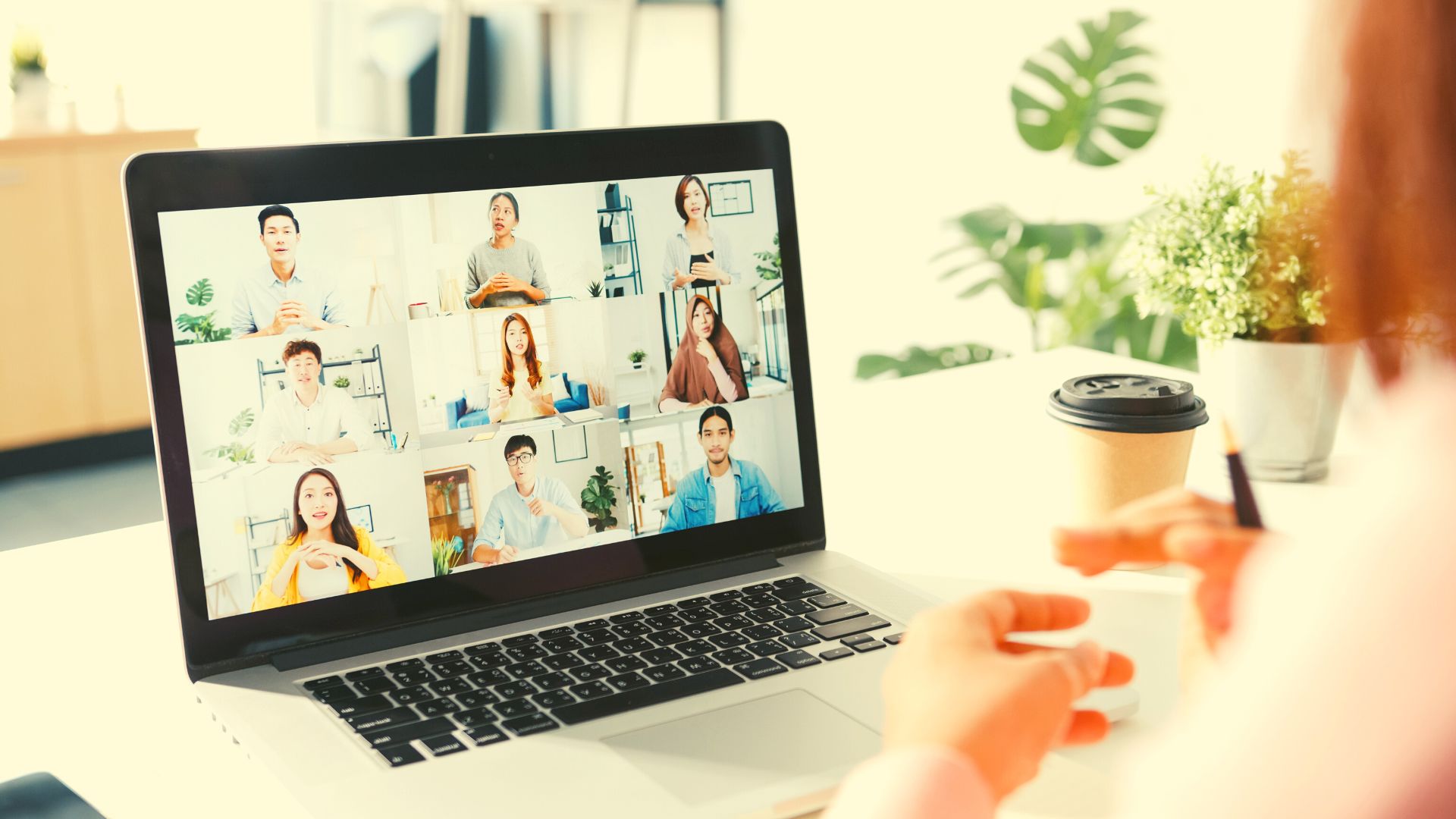 people on a remote meeting