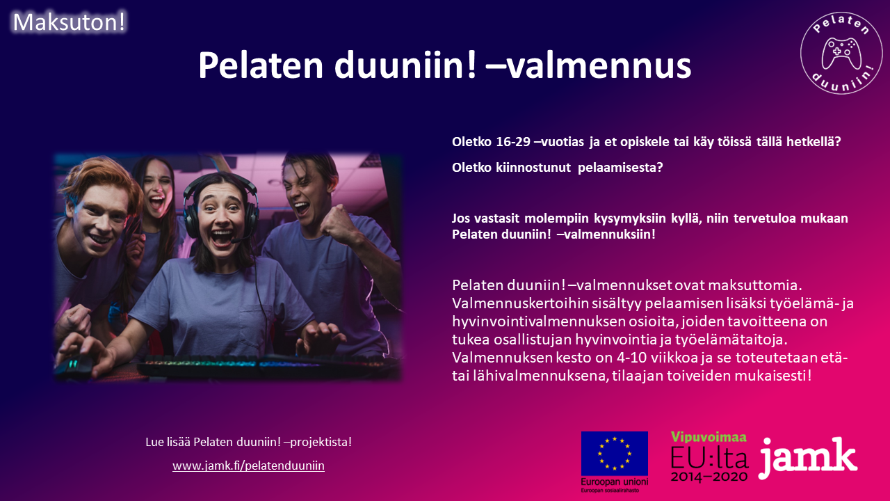 Esite: Pelaten duuniin! -valmennus