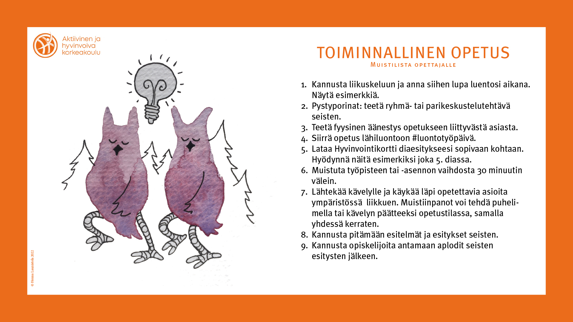 Hyvinvointikortit, toiminnallinen opetus, kortti 2