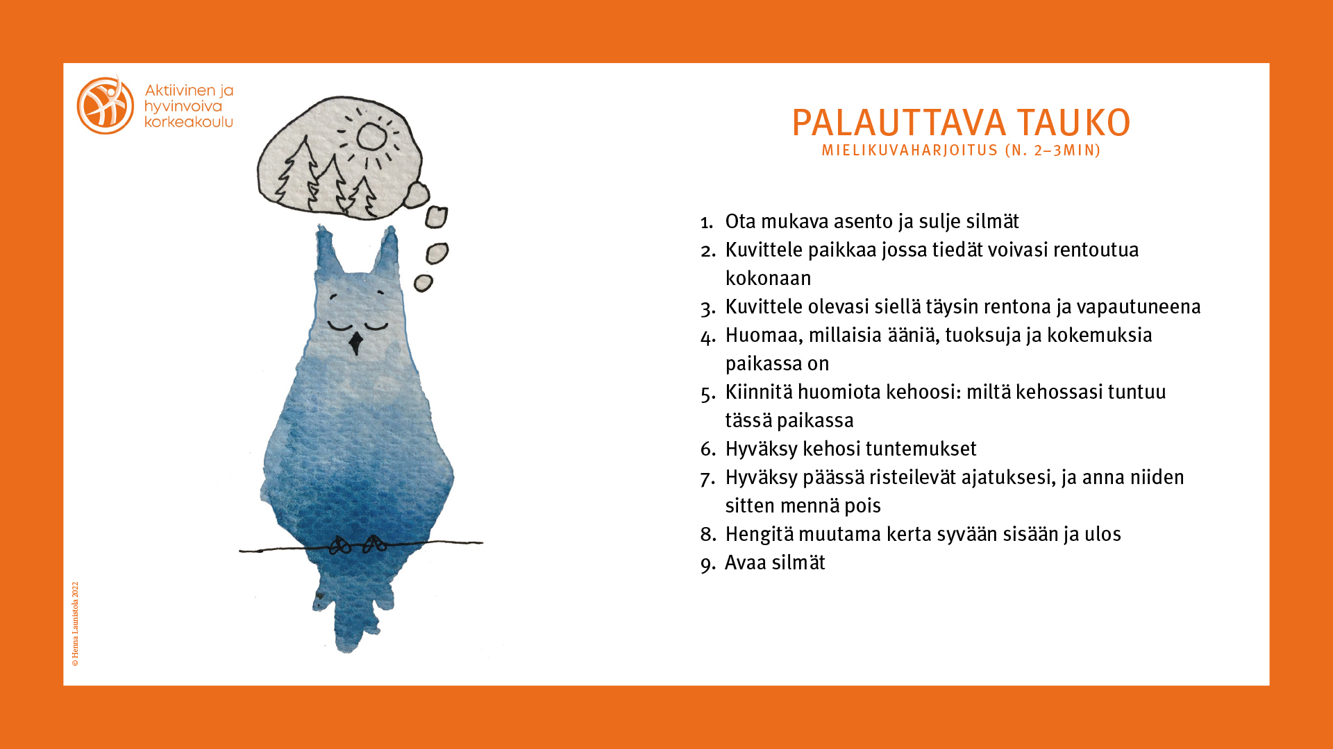 Hyvinvointikortit, palauttavat tauot, kortti 3