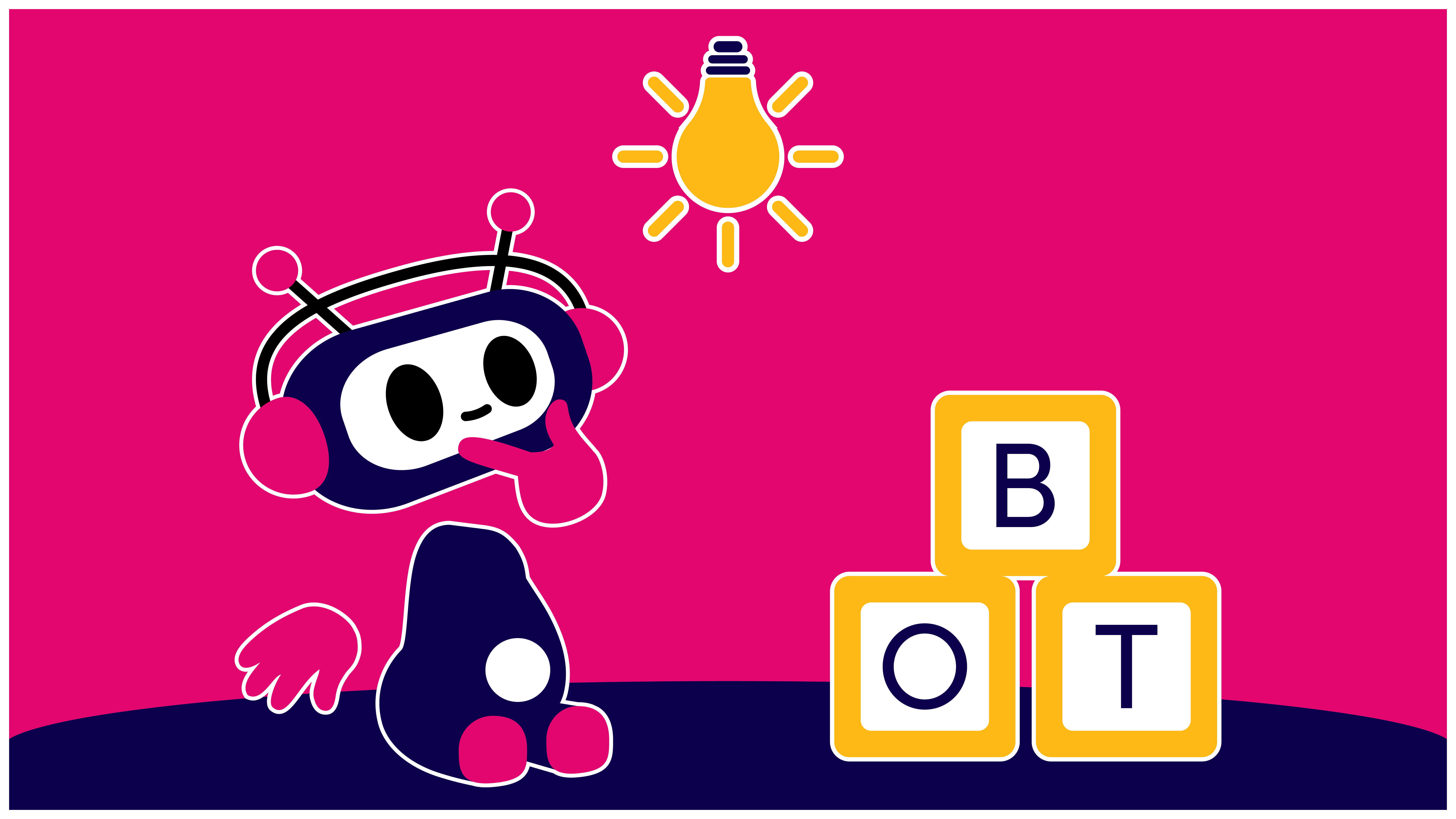 Chatbot istuu maassa ja tuumailee