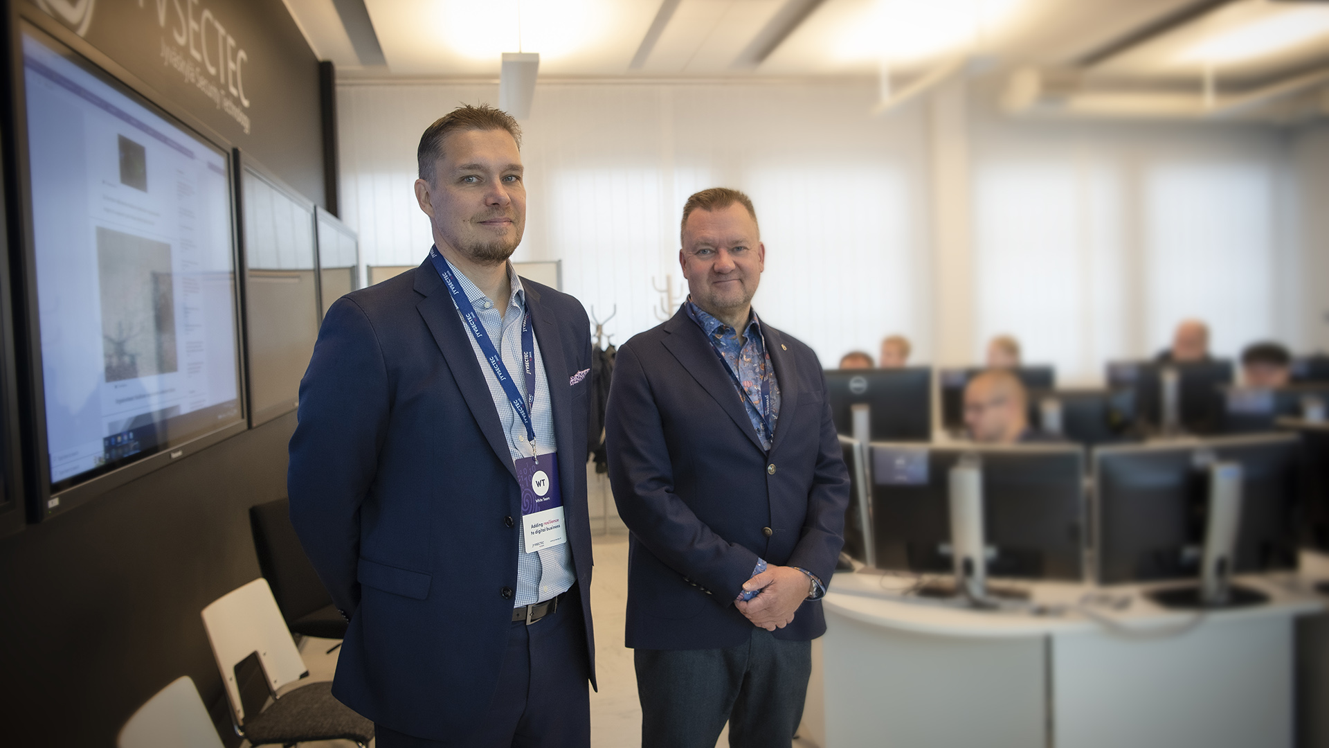 Jyväskylän ammattikorkeakoulun IT-instituutin johtaja Tero Kokkonen ja valtion kyberturvallisuusjohtaja Rauli Paananen.