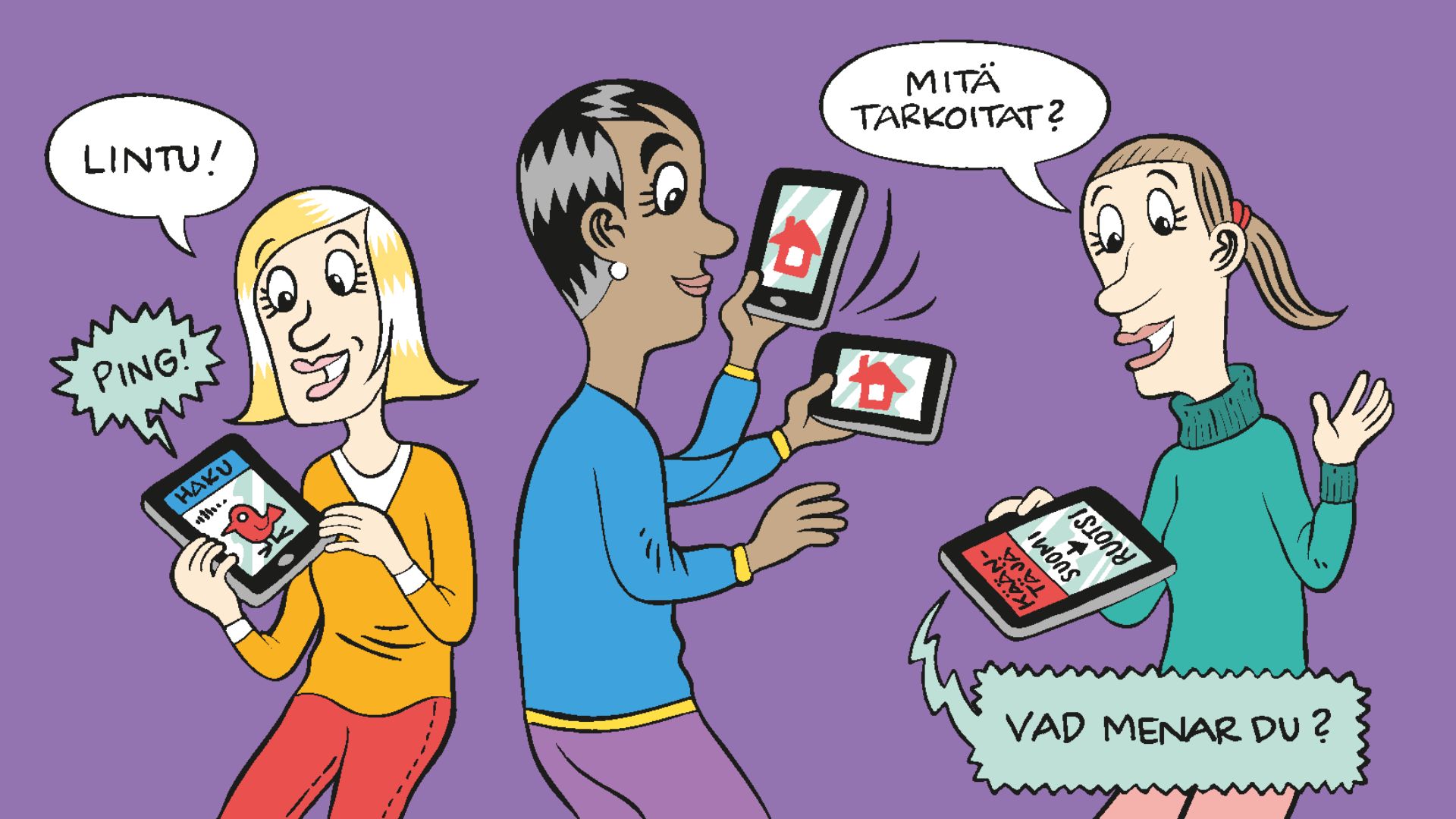 Henkilöt käyttävät tablet laitetta eri tavoin.