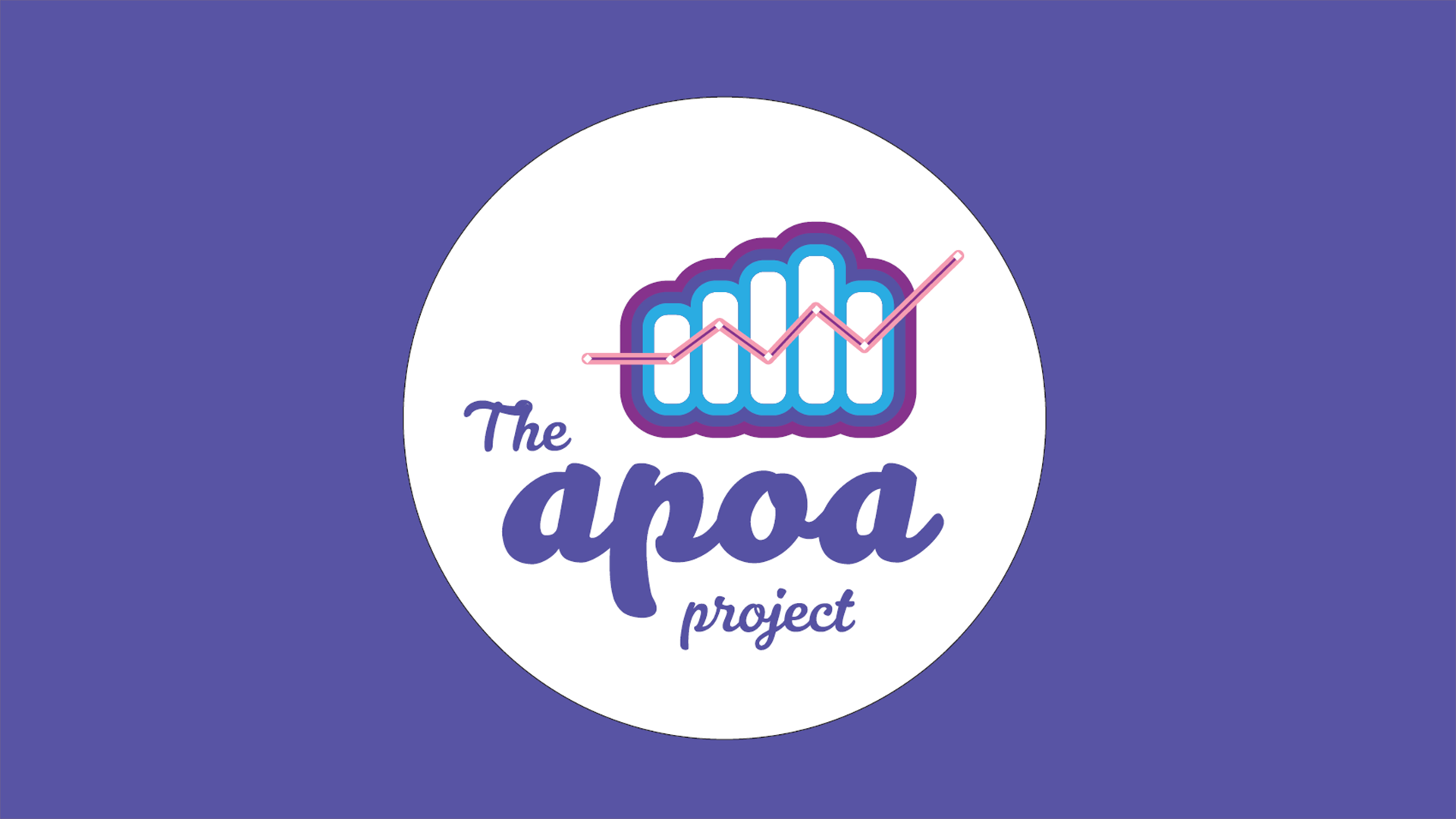 Logo, jossa kuvituksellinen pylväsdiagrammi ja viivadiagrammi ja teksti The Apoa project