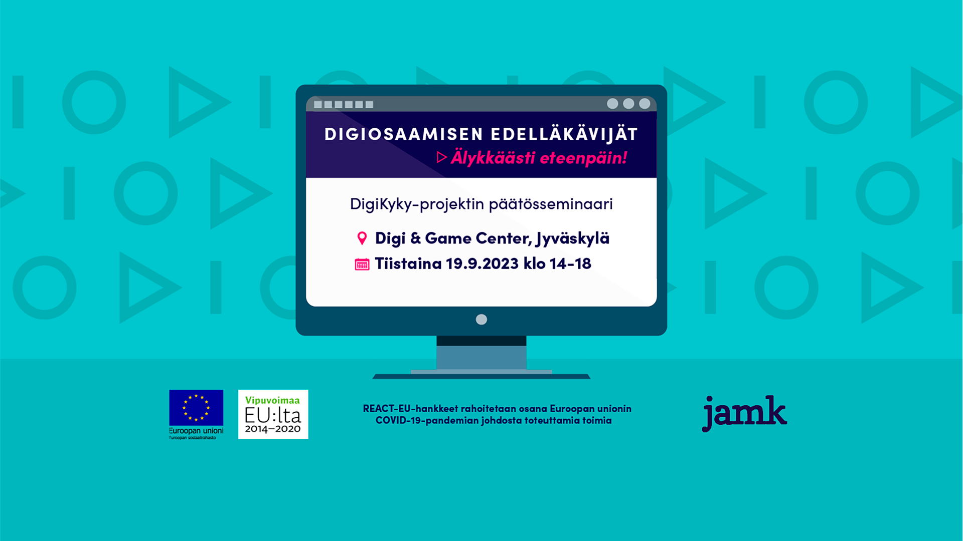 Piirroskuva tietokoneen näytöstä, jolla lukee tapahtuman tiedot.