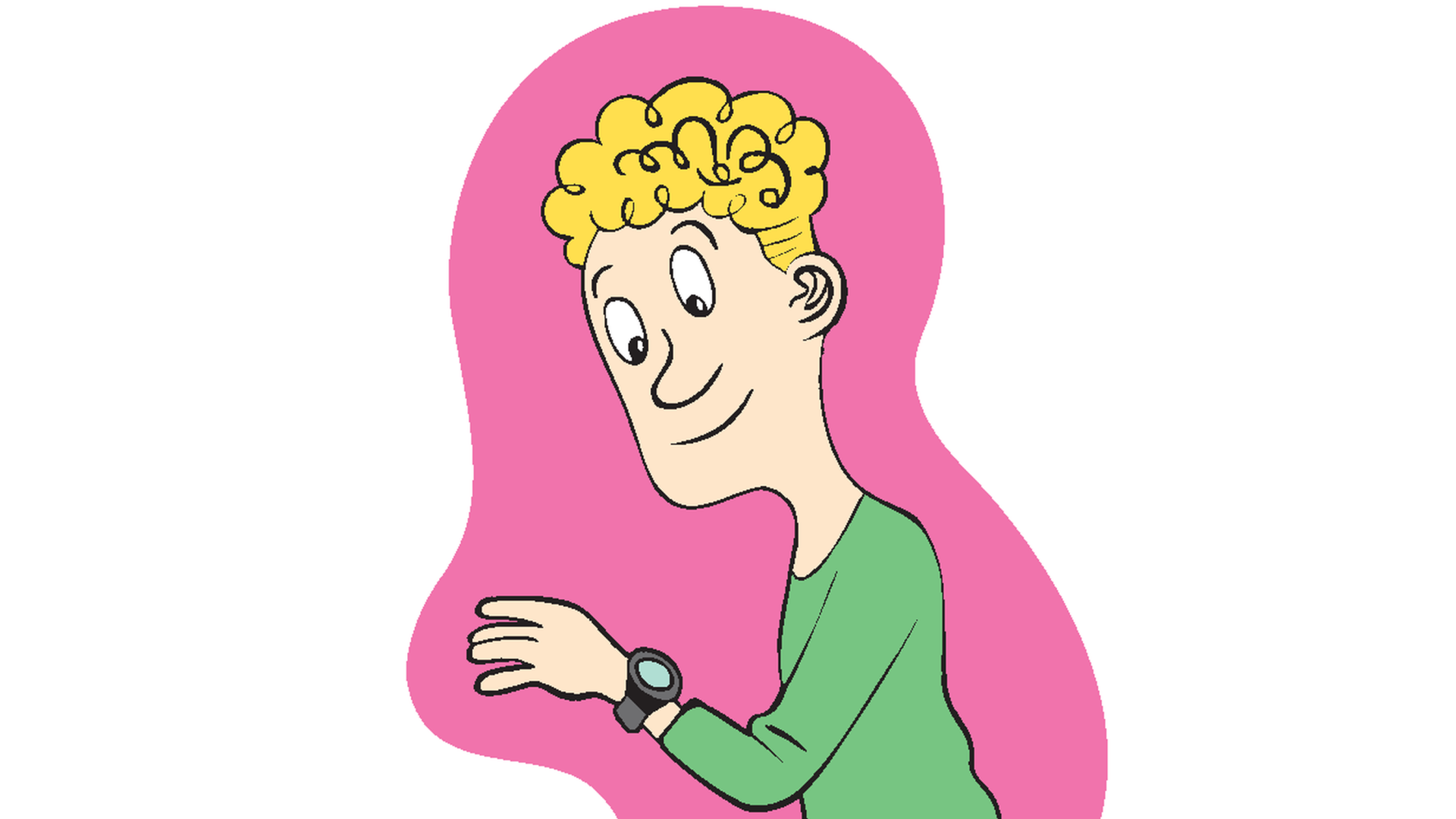 Hyötykäyttäjä asiakasohjautuminen.png Henkilö katsoo rannekelloa.