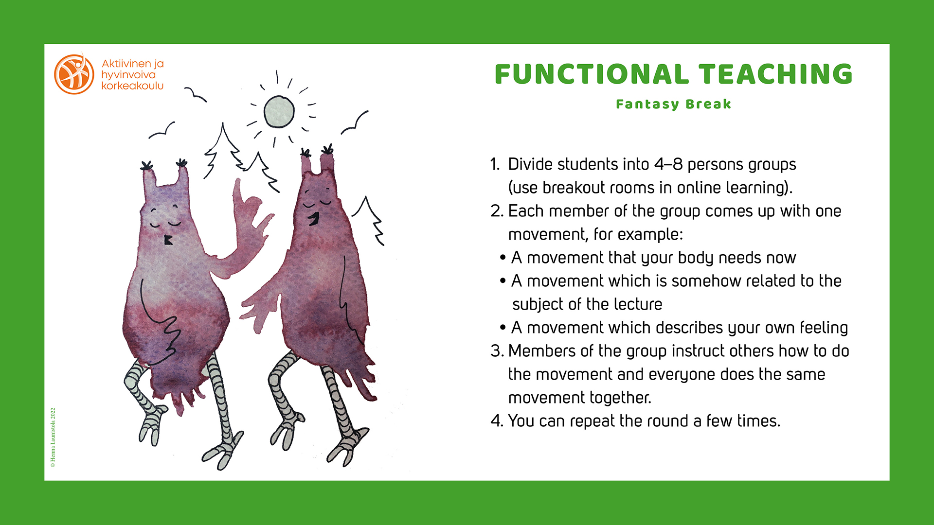 Wellness Cards, Functional teaching 3