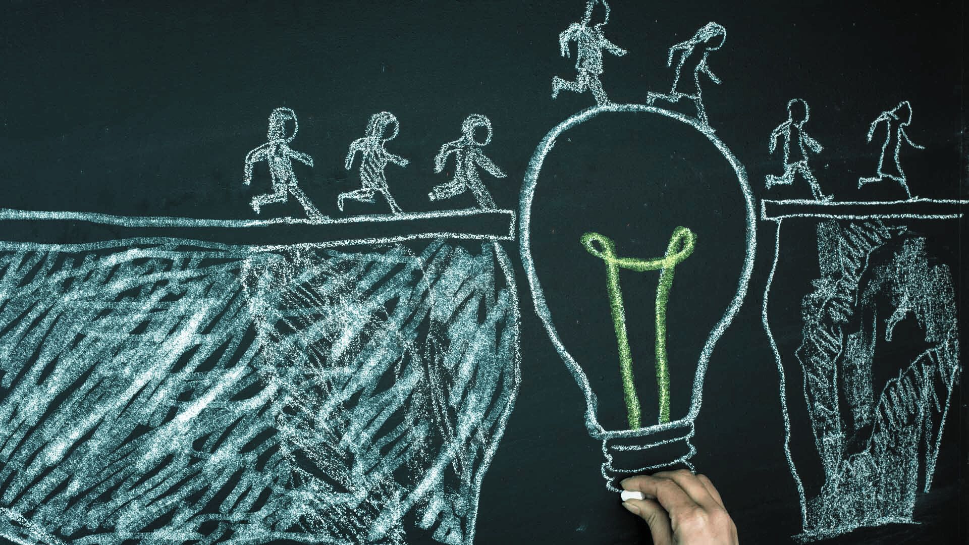 drawings on a chalk board
