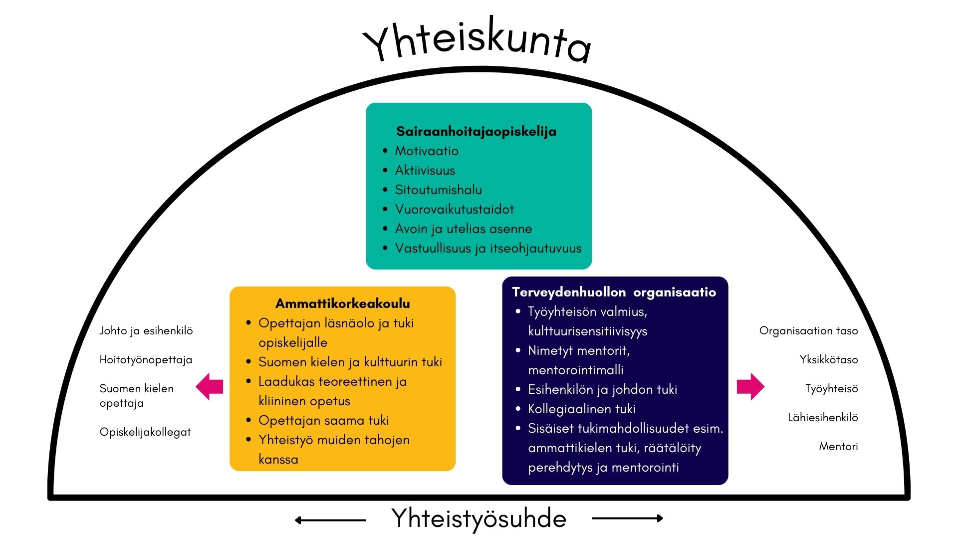 Sairaanhoitajan uran alku -yhteistyömalli kuvio