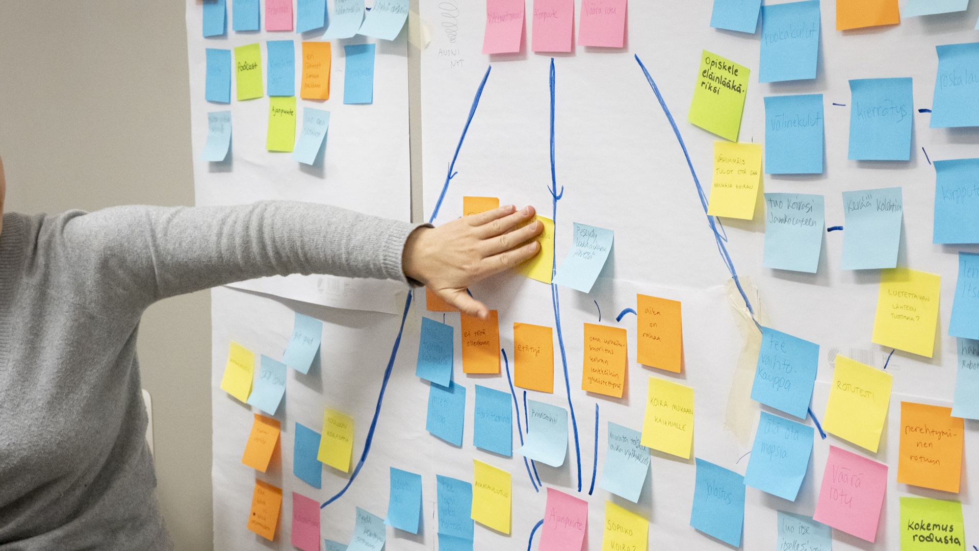 Kuvassa post-it lappuja