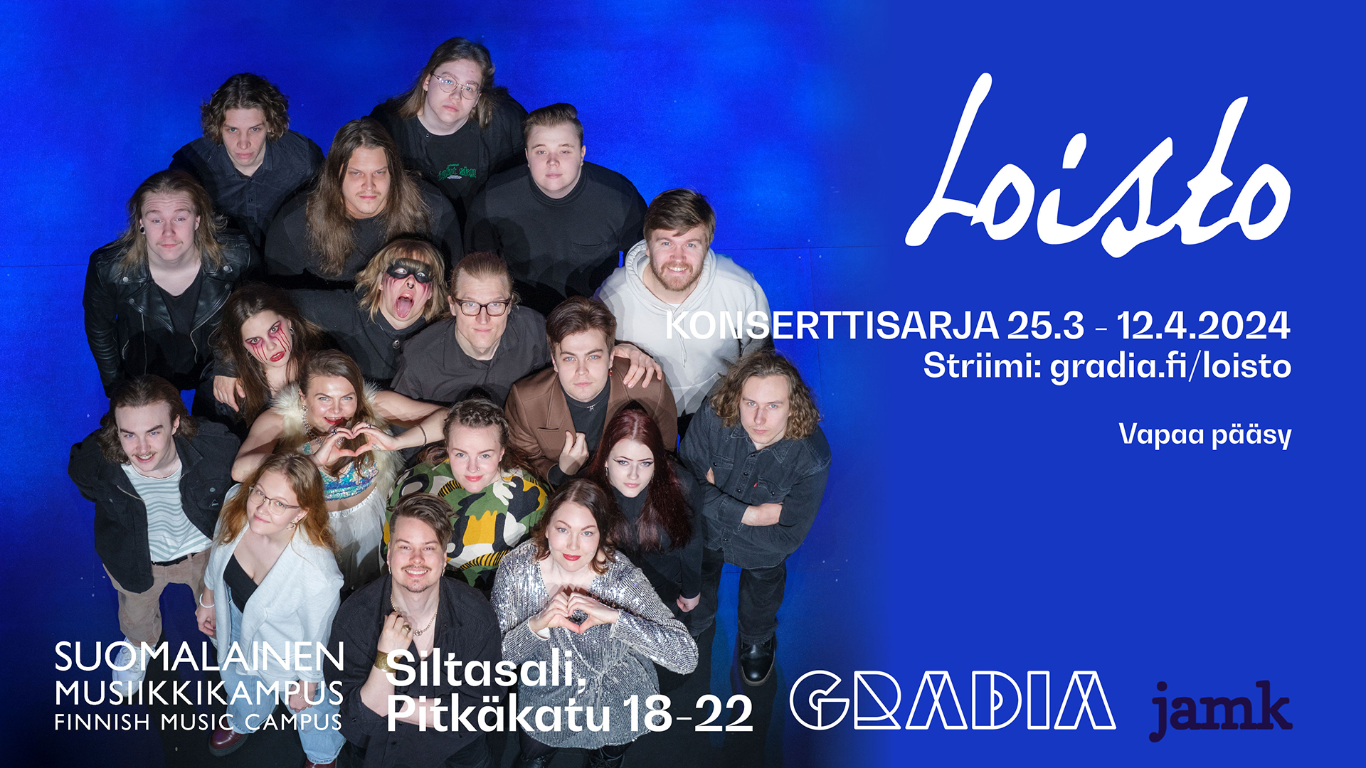 Kuvassa Loisto-konserttisarjan esiintyjiä