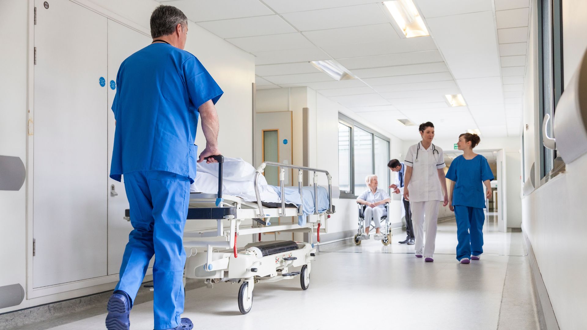 Nurses walking down the aisle
