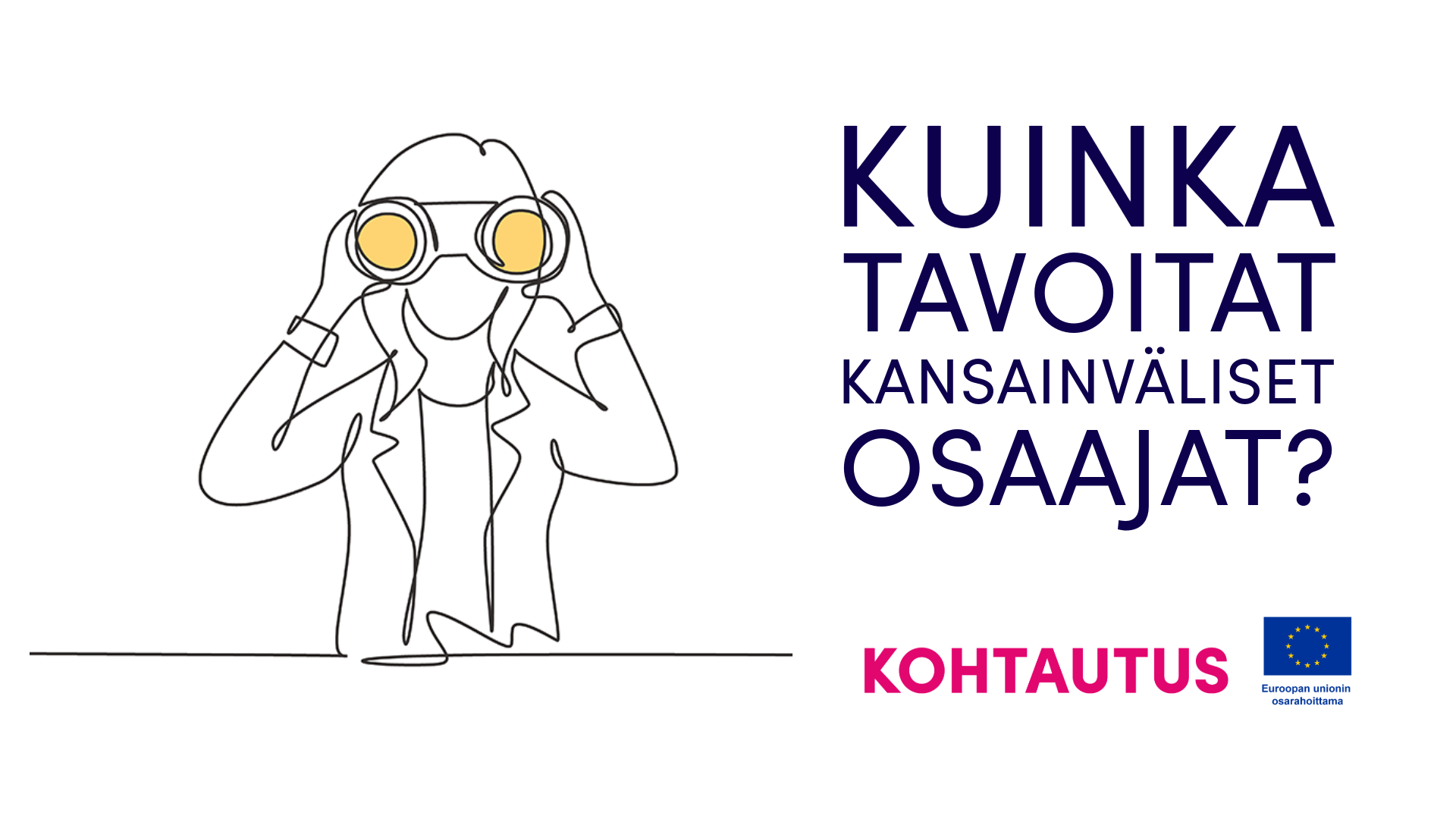 Kiikaroiva piirroshahmo sekä tapahtuman otsikko ja logot