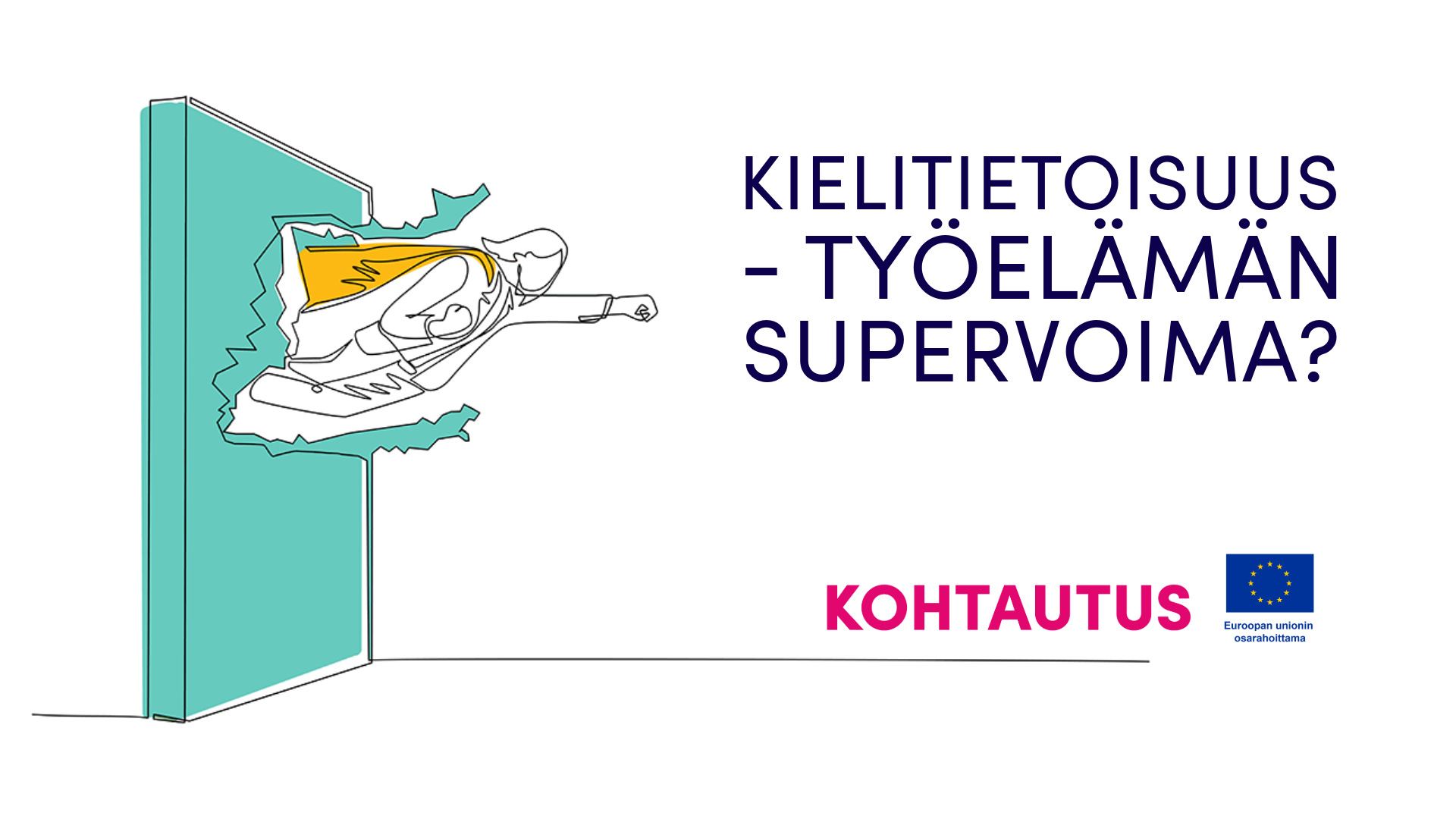 Supersankari-piirroskuva sekä tapahtuman otsikko ja logot