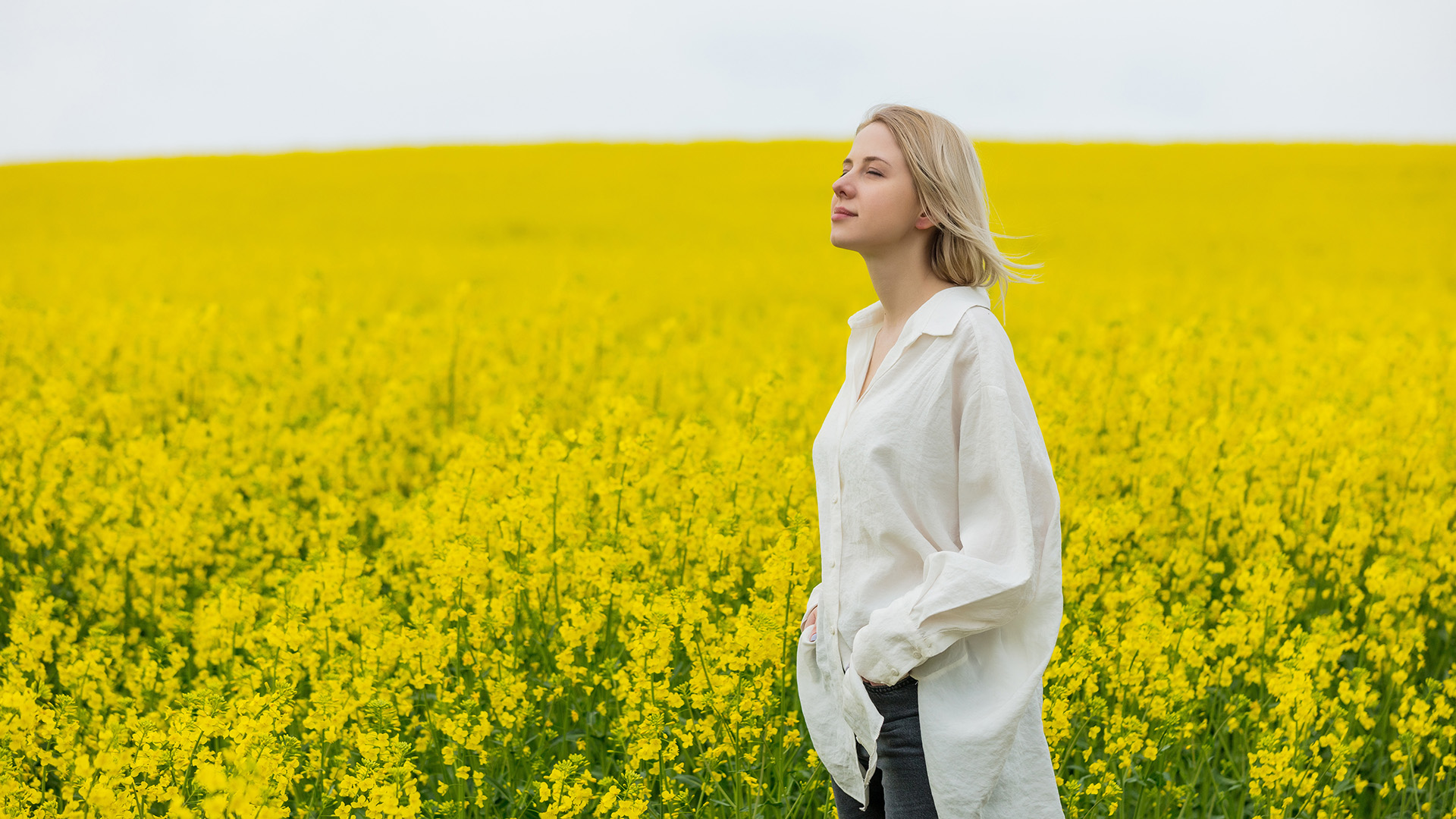 student in a field