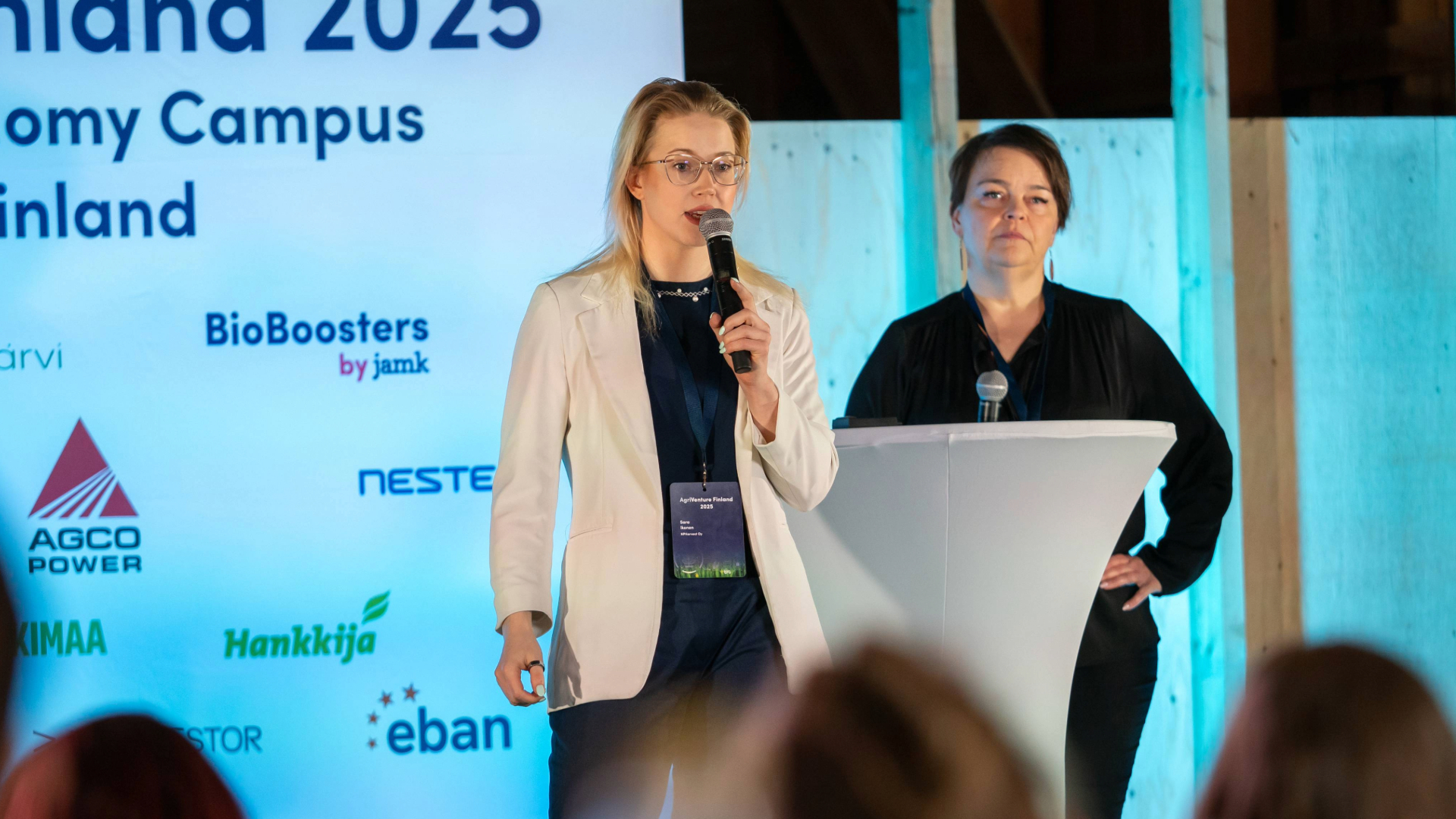 AV Pitching competition winner NPHarvest Sara giving her winner pitch