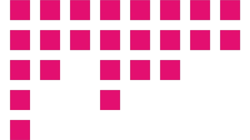 Game Track -projektin pinkki divider-grafiikka, joka muodostuu tetrispalikoista.