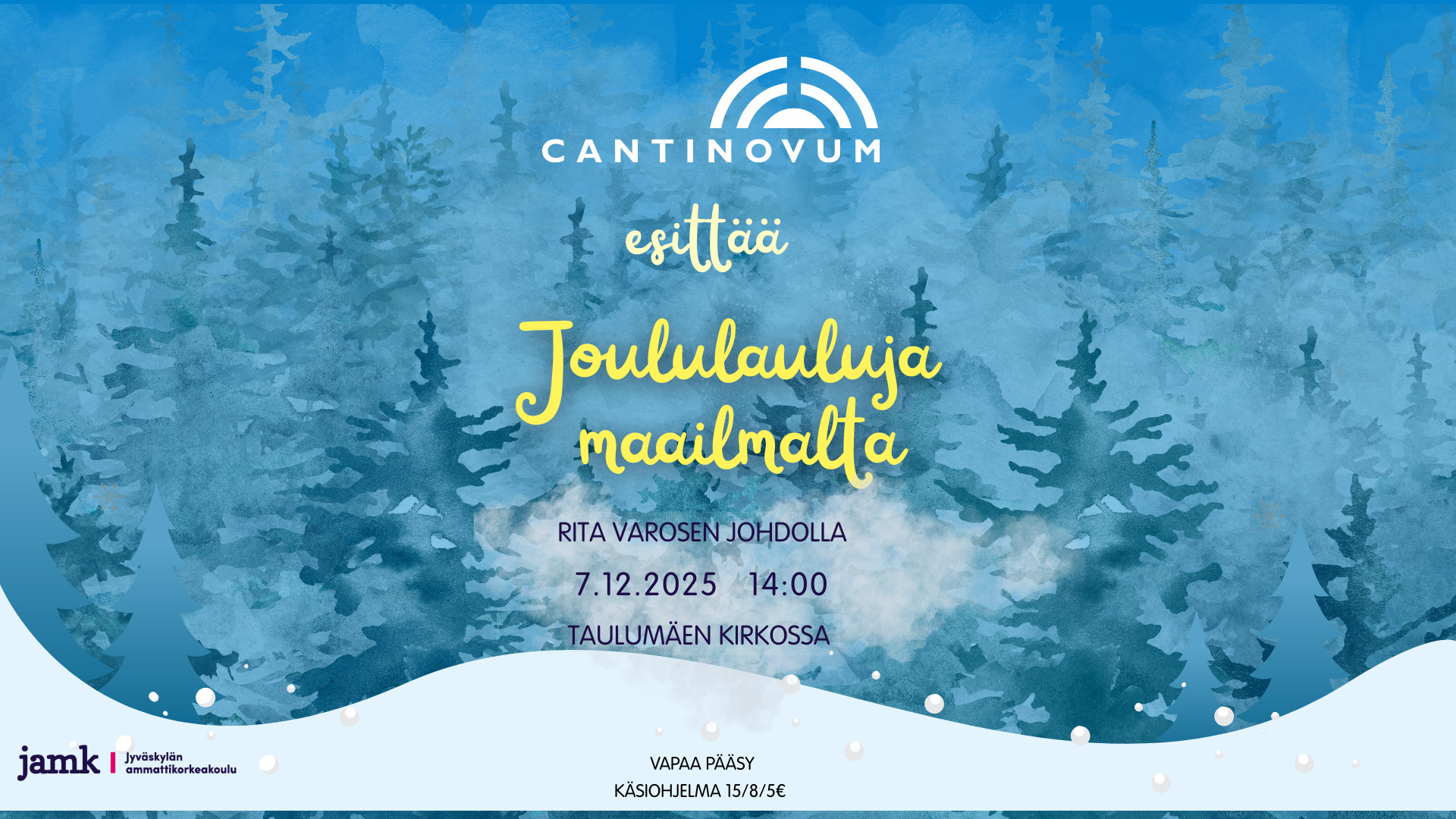 Joululauluja maailmalta -konsertti Taulumäen kirkossa 7.12.2025