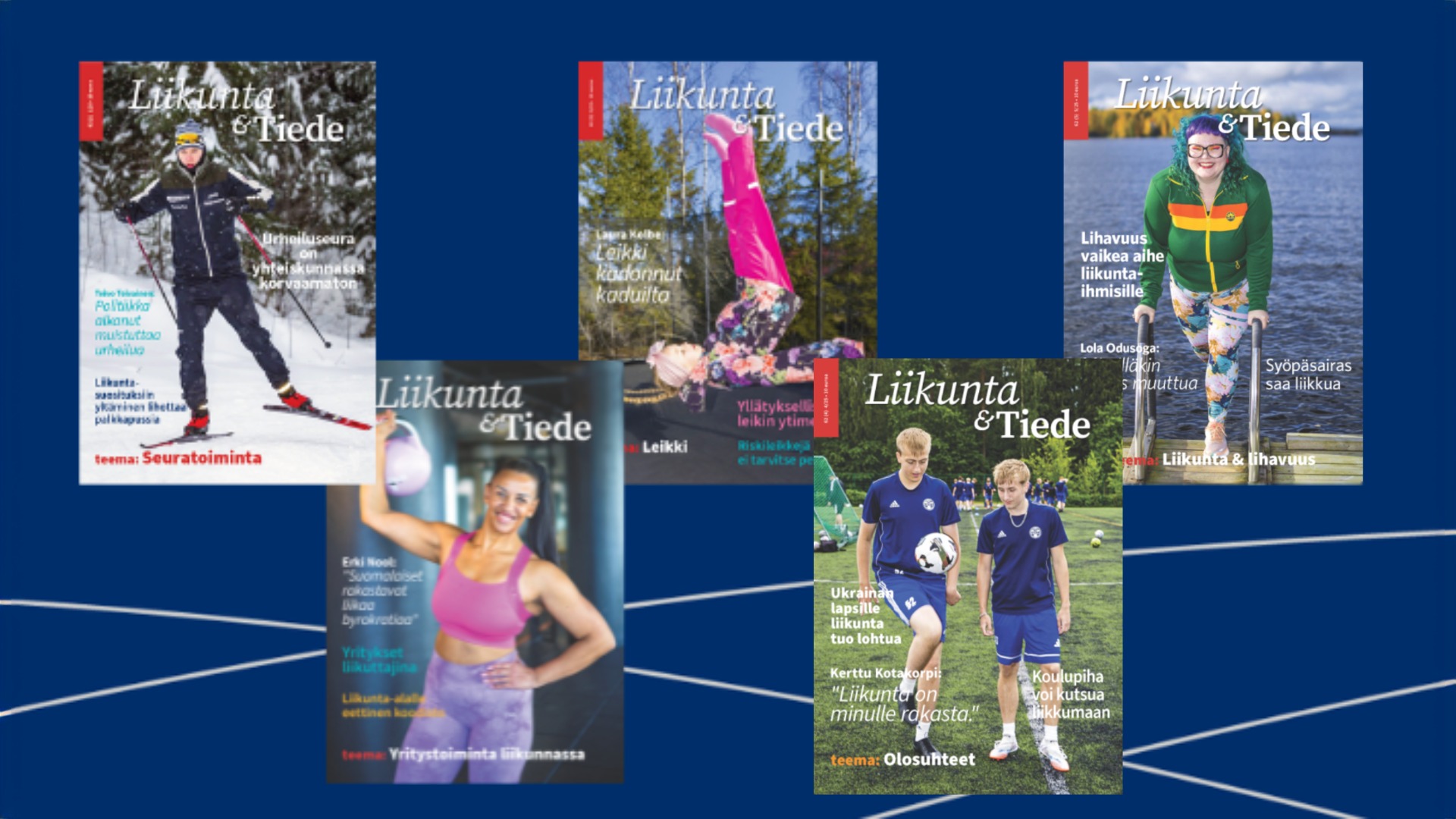 Kuvakaappaus Liikunta &amp; Tiede -lehtien kansikuvista 2025.