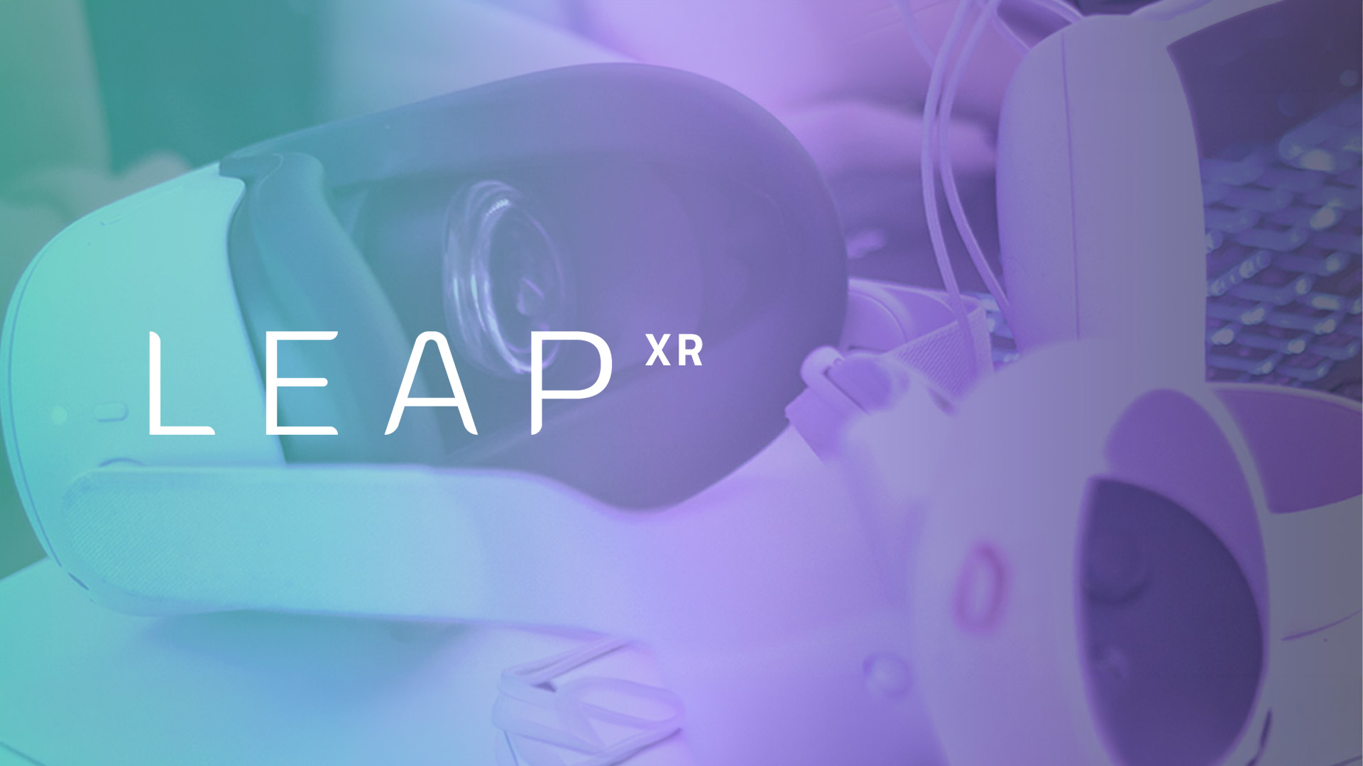 LEAPXR logo graphic placed on background showing VR glasses.