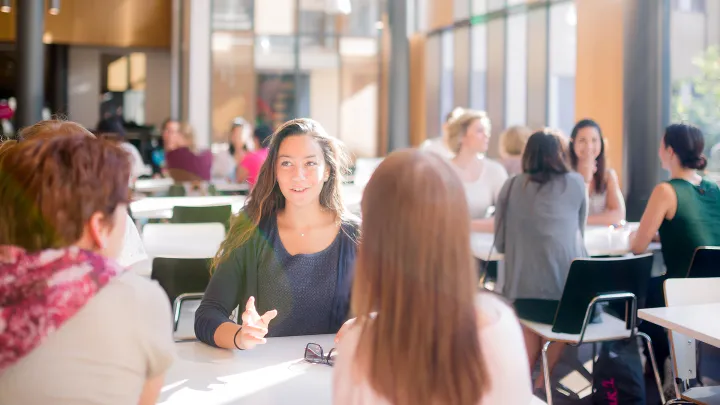 International students in student restaurant