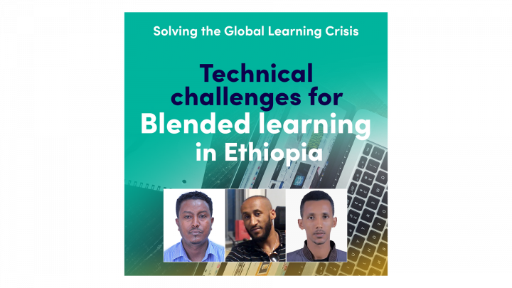 Technical challenges for Blended learning in Ethiopia, a laptop and three speakers of the podcast