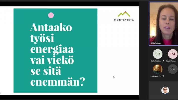 Ruutukaappaus Riikka Pajusen, Montevista, esityksestä: Antaako työsi energiaa vai viekö se sitä enemmän?