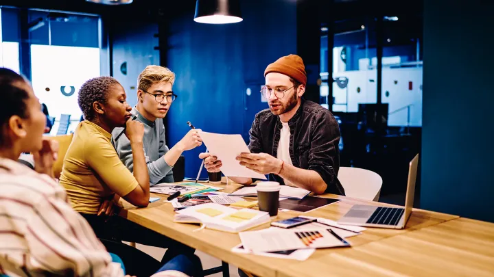 A group of people working