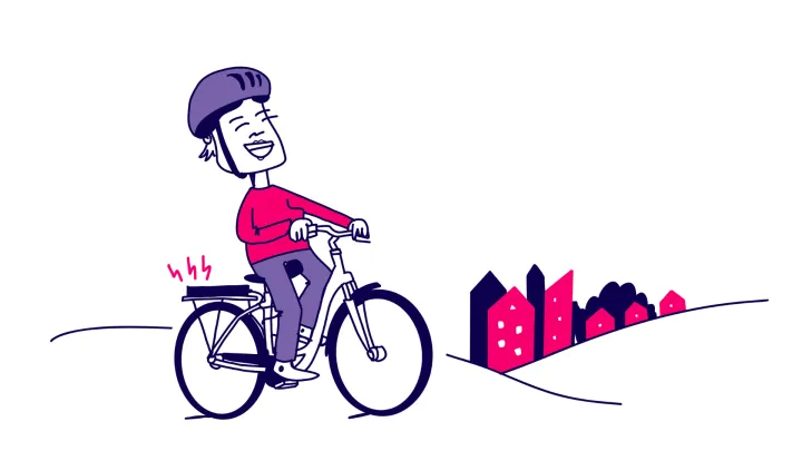Piirroskuva, jossa henkilö pyöräilee.