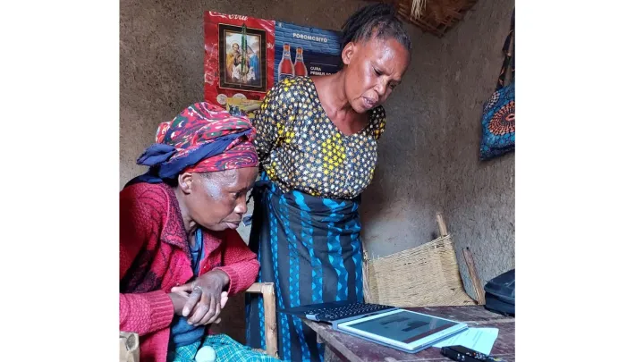 Two women in rural area having a digital rehabilitation session