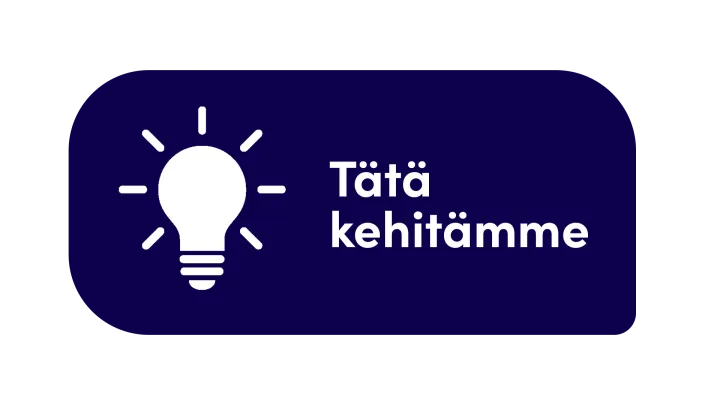Hehkulamppukuvake ja Tätä kehitämme -teksti. 