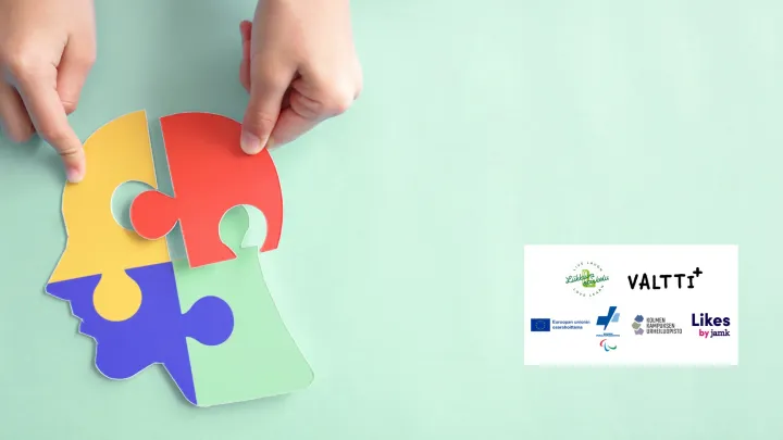 Kuvituskuva. Logoissa EUn osarahoittama, LIkes, Paralympiakomitea, Liikkuva opiskelu, Kolmen kampuksen urheiluopisto ja Valttiplus.