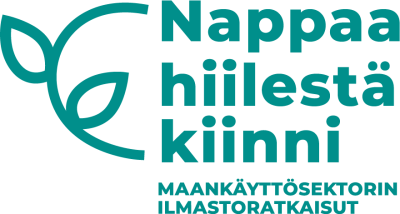 Logo, jossa teksti Nappaa hiilestä kiinni. Maankäyttösektorin ilmastoratkaisut